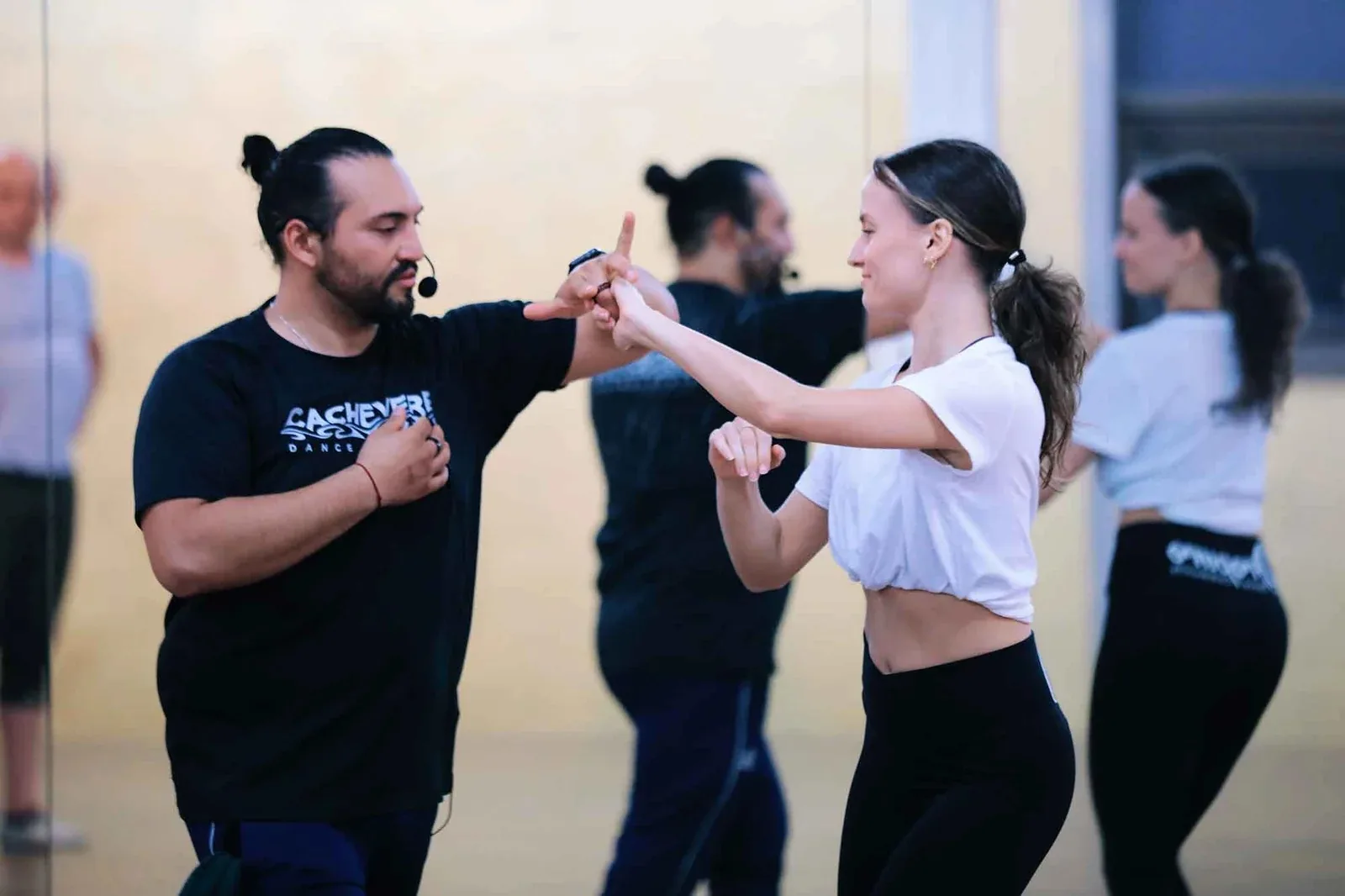 A salsa class in progress at Oropuro Dance Community Amsterdam