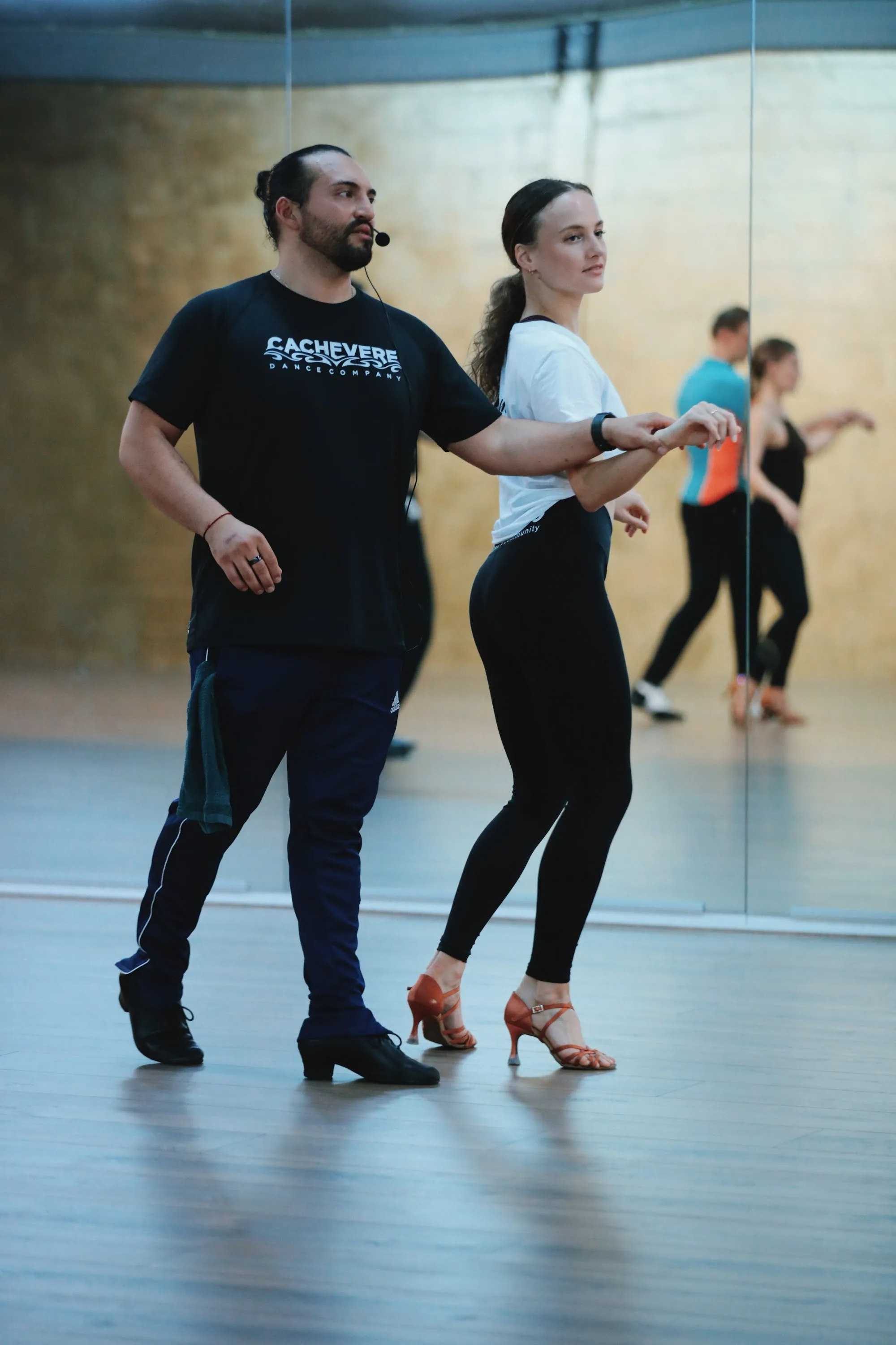 Dancers practicing in the Oropuro studio