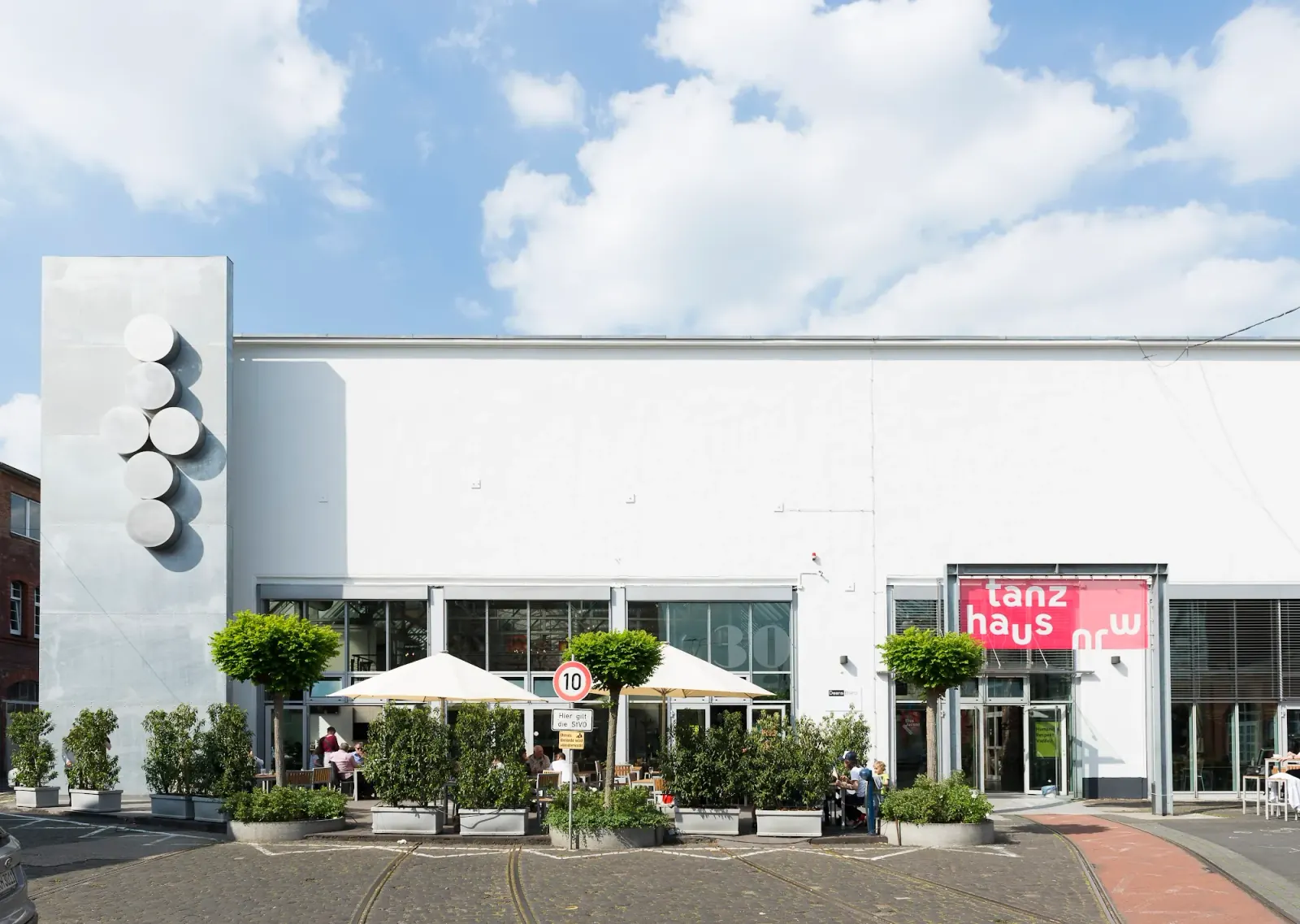 Branded exterior of Tanzhaus NRW cultural venue in Düsseldorf