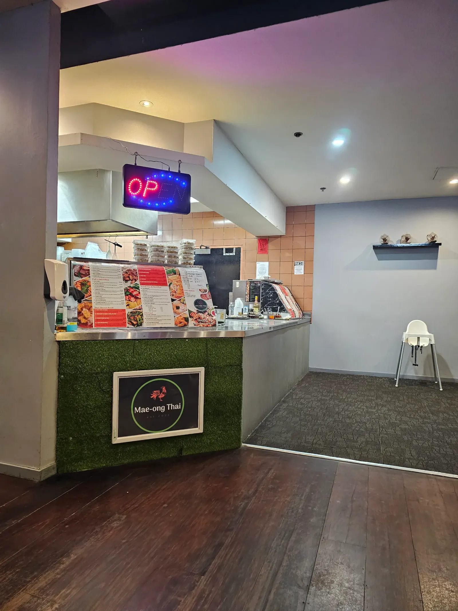 Interior of Off Broadway Hotel showing the in-venue Thai food counter in Sydney