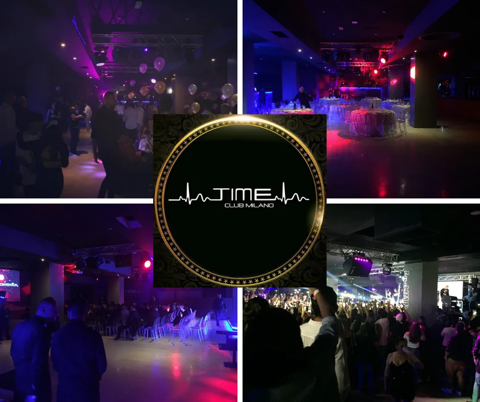 Time Club Pioltello dance venue interior with purple lighting and dance floor