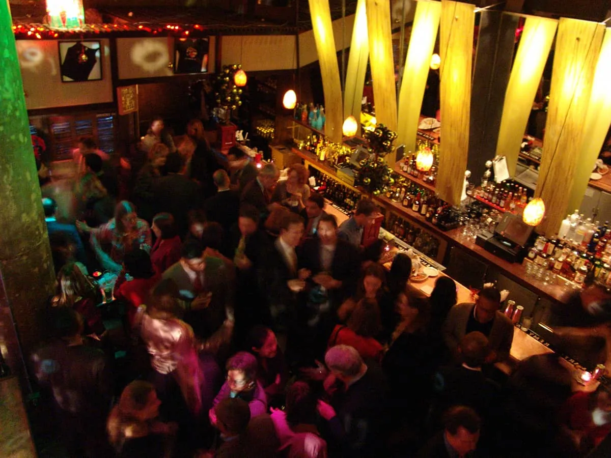 Crowd packing the bar and dance floor at Sound of Brazil NYC during a live event