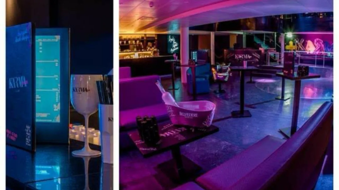 Bar area with seating and club ambiance at Karma Club in Bern Switzerland