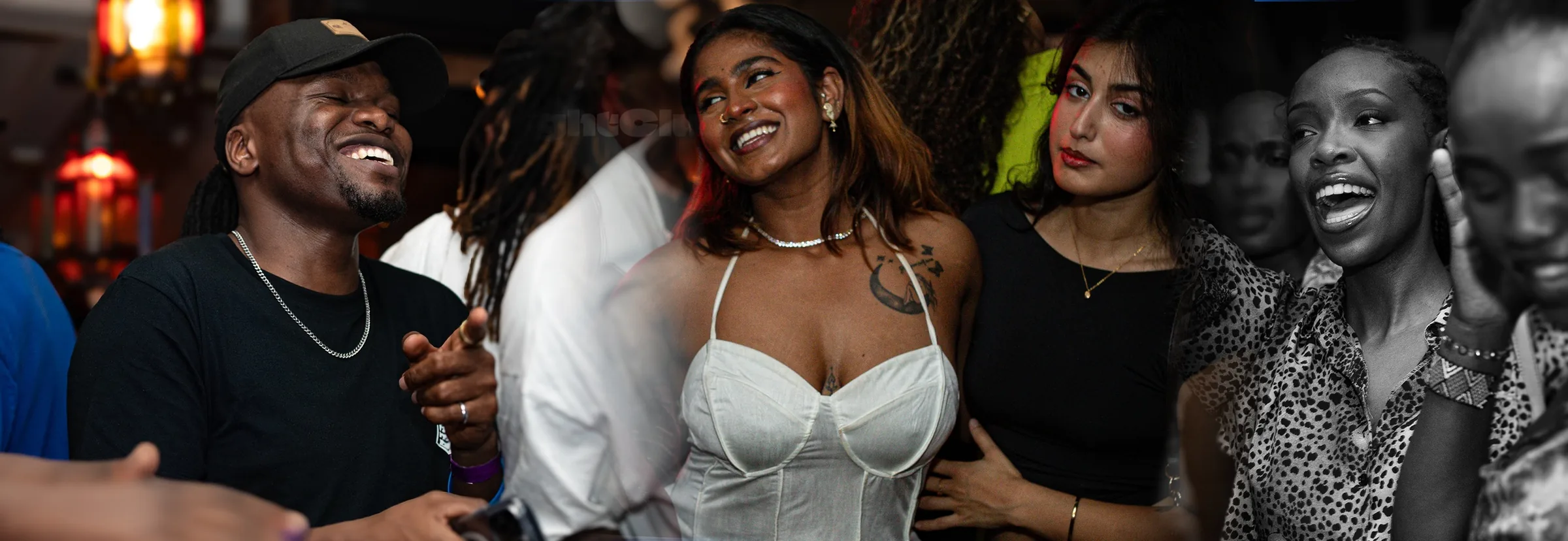 Smiling crowd socializing during a party night at Cafe Sor in Oslo