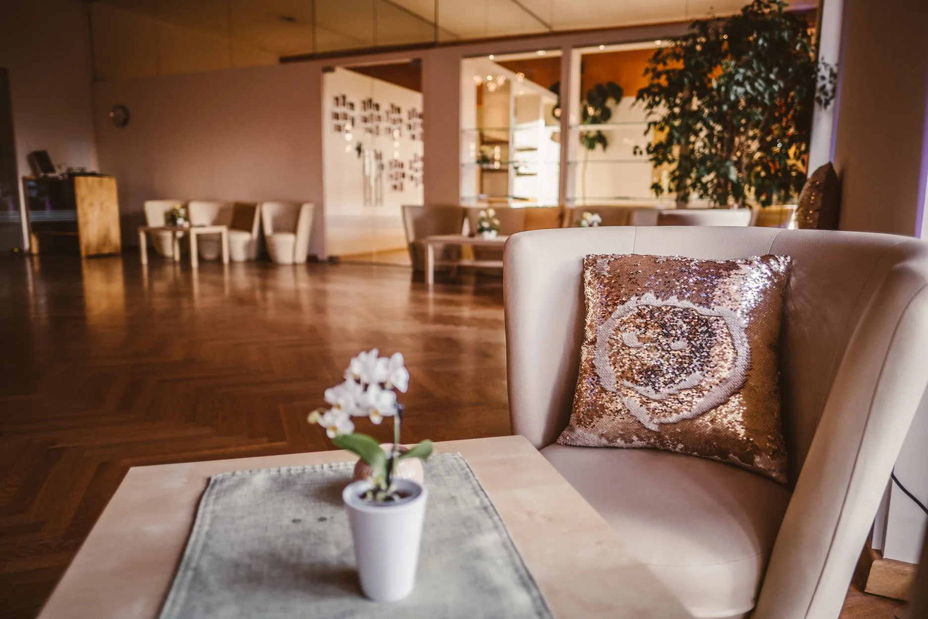 Intimate lounge seating area near the dance floor at Tanzschule Conny and Dado Graz