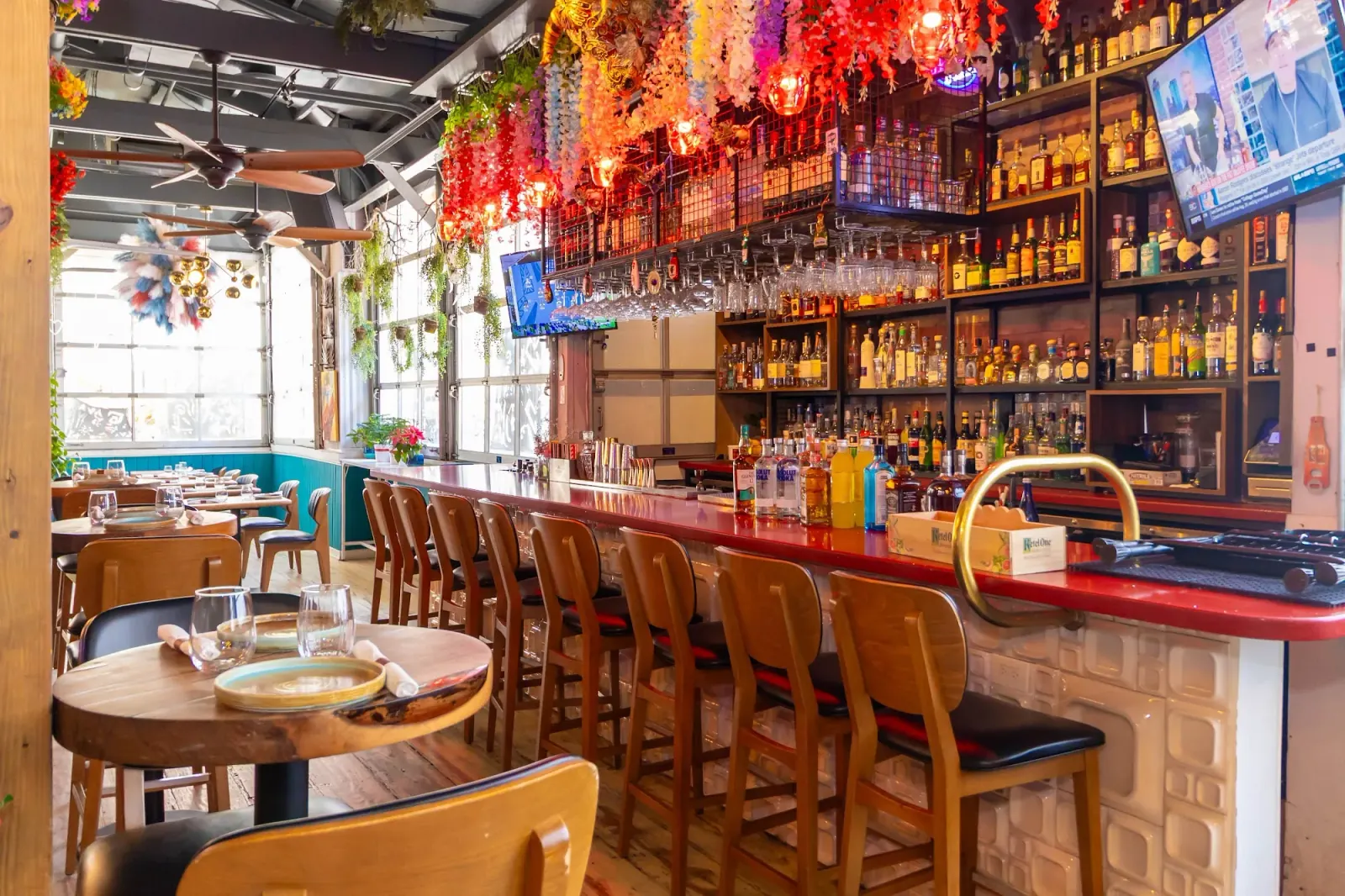Colorful bar interior at Sebastián Pintxos Bar Atlanta