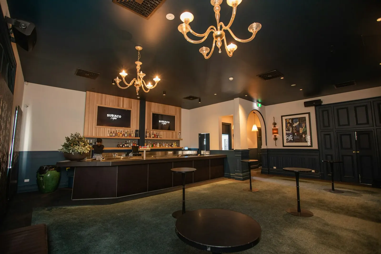 Subiaco Hotel bar and function room in Perth with chandeliers and dance space
