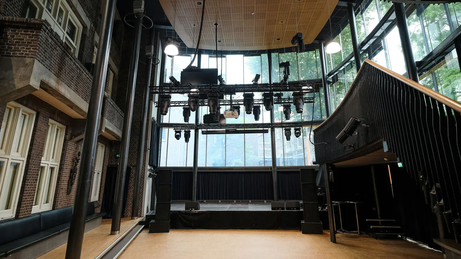 Grounds venue interior with stage and seating in Rotterdam