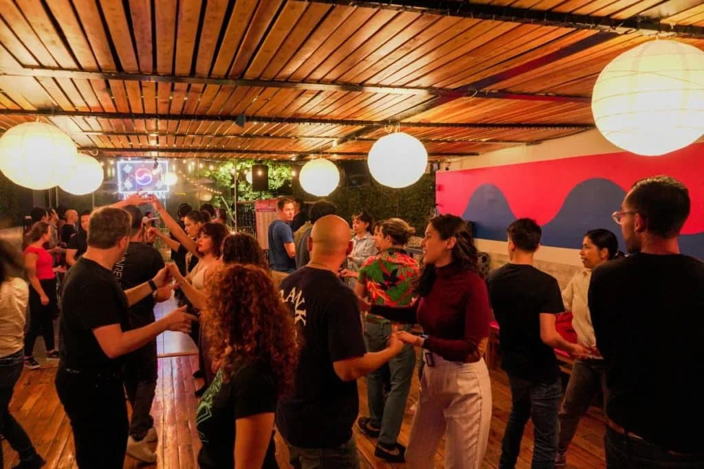Social dancing at Busan Restaurante Bar Coreano, Condesa, Mexico City