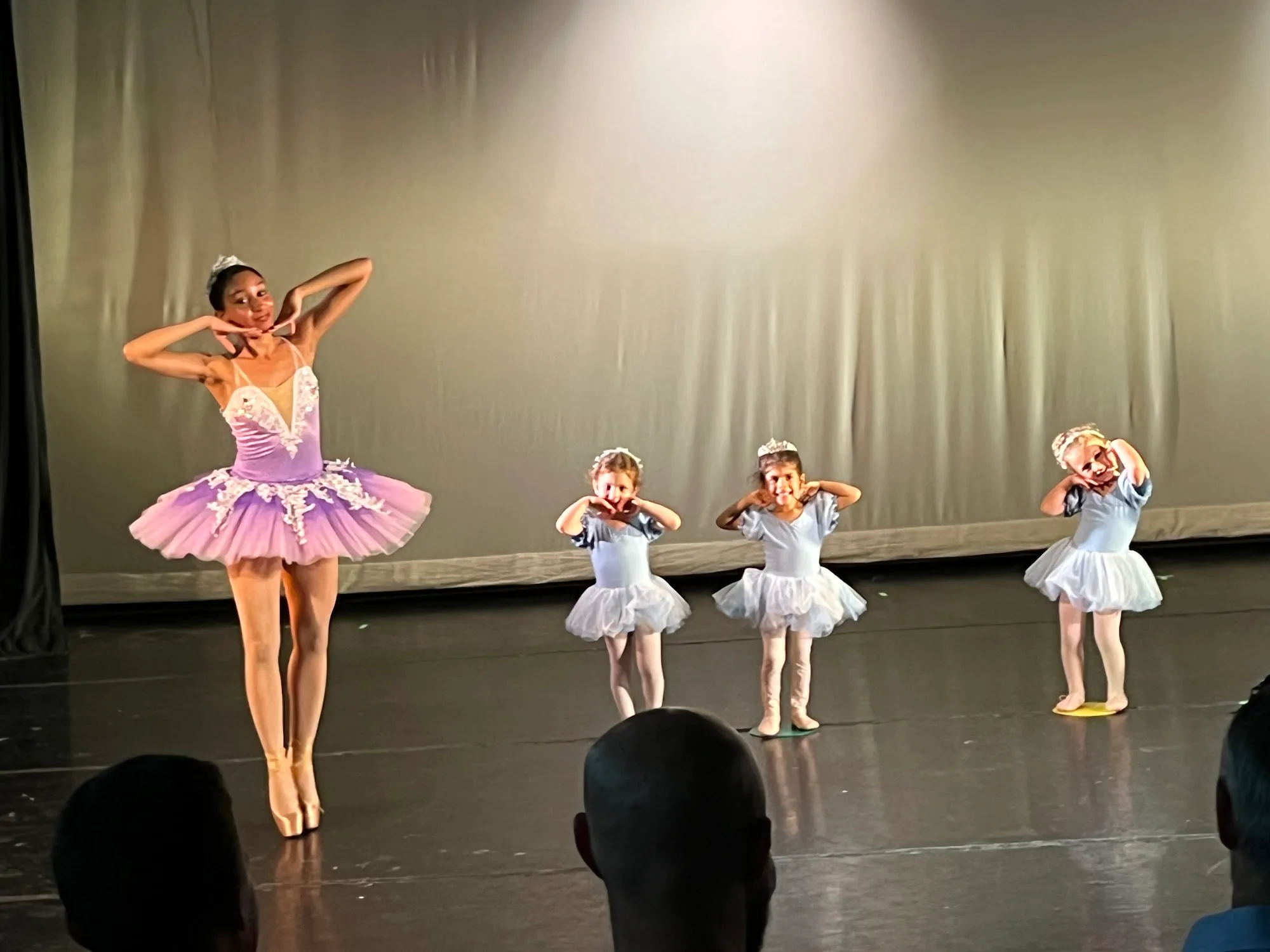 Ballet recital with young dancers on the lit stage at Dance Loft on 14, Washington D.C.