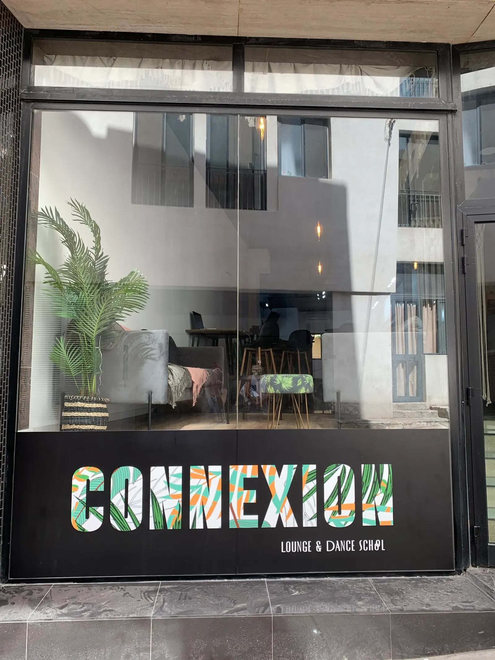 Connexion Lounge and Dance School branded storefront exterior in Sliema Malta